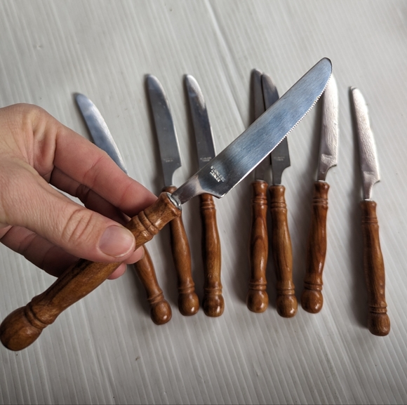 Old Homestead Style Wooden Handle Stainless Steel Flatwear - Picture 8 of 10